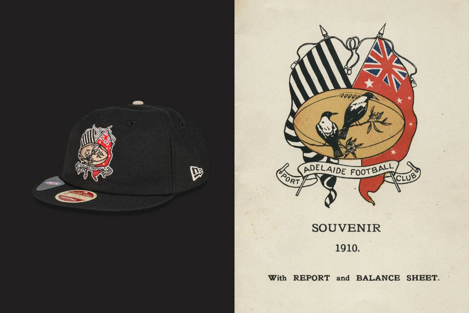 Chad Mann Projects brand agency, New Era x AFL 100 year cap collection, vintage Port Adelaide Magpies