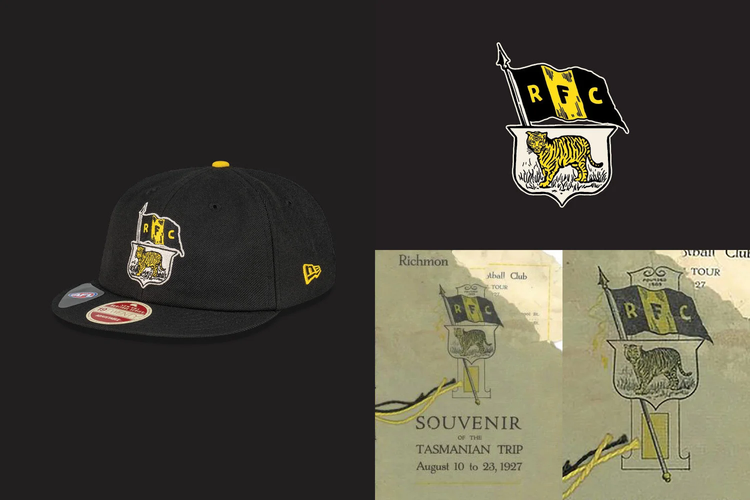 Chad Mann Projects brand agency, New Era x AFL 100 year cap collection, vintage Richmond Tigers