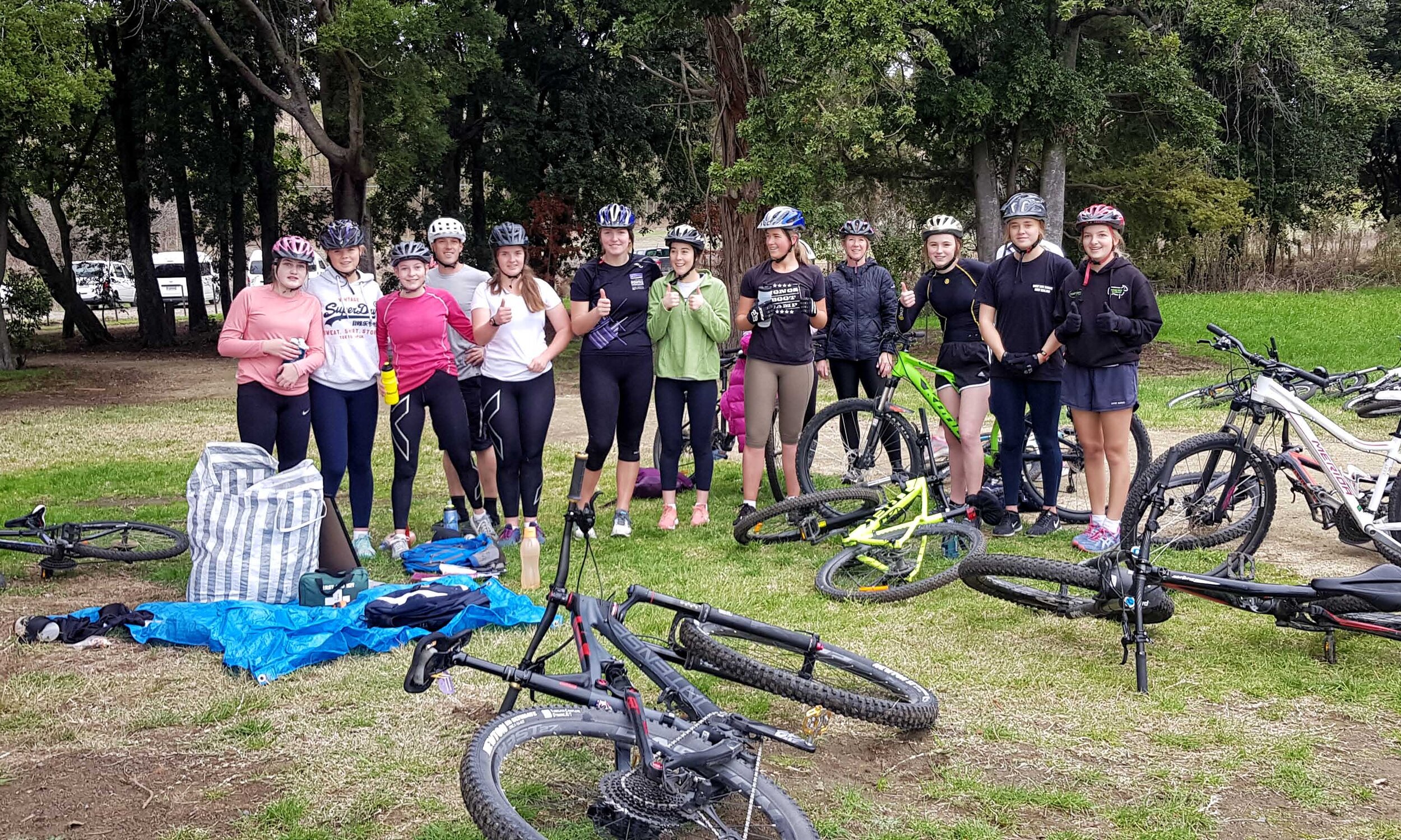 Students mountain biking Tuki Tuki Trails