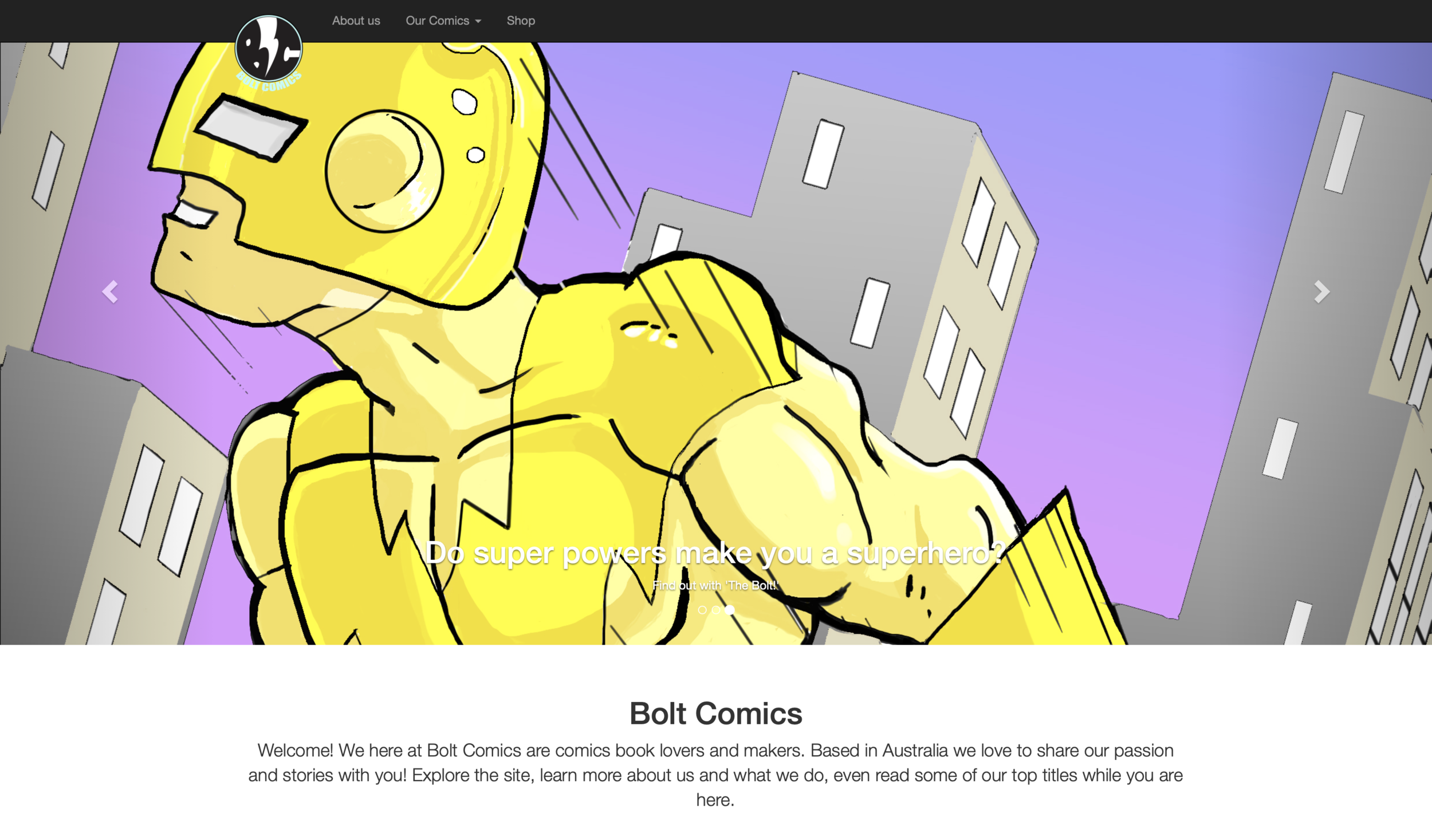 Web design - Bolt comics