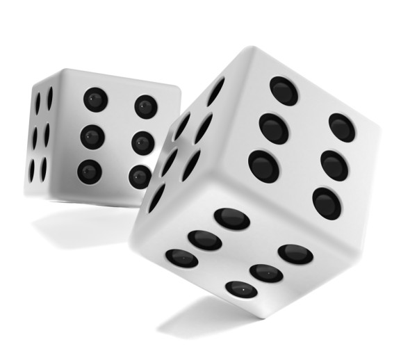 Two dice rolling 11, shot against a white background Stock Photo - Alamy