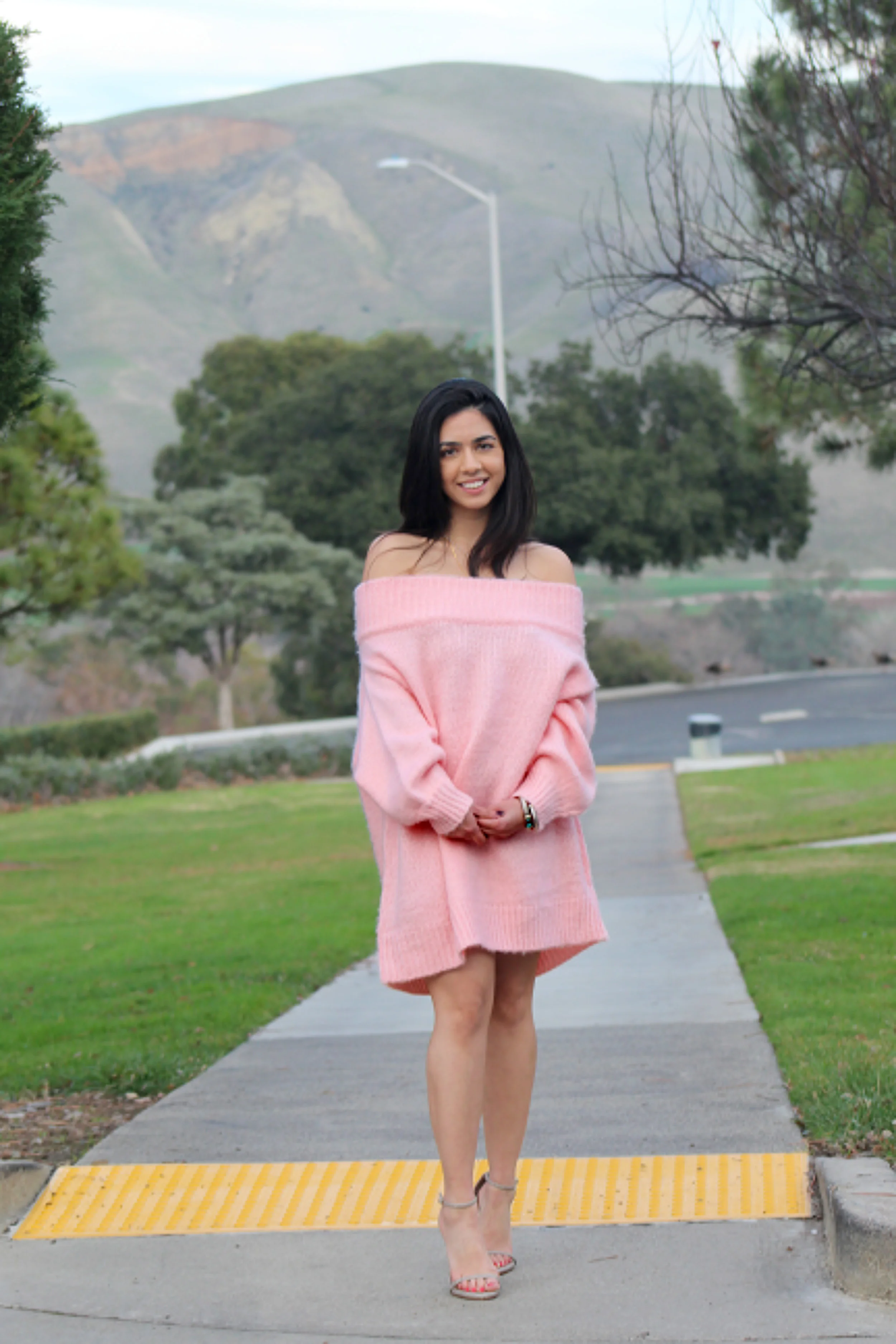 sweater dress with flats