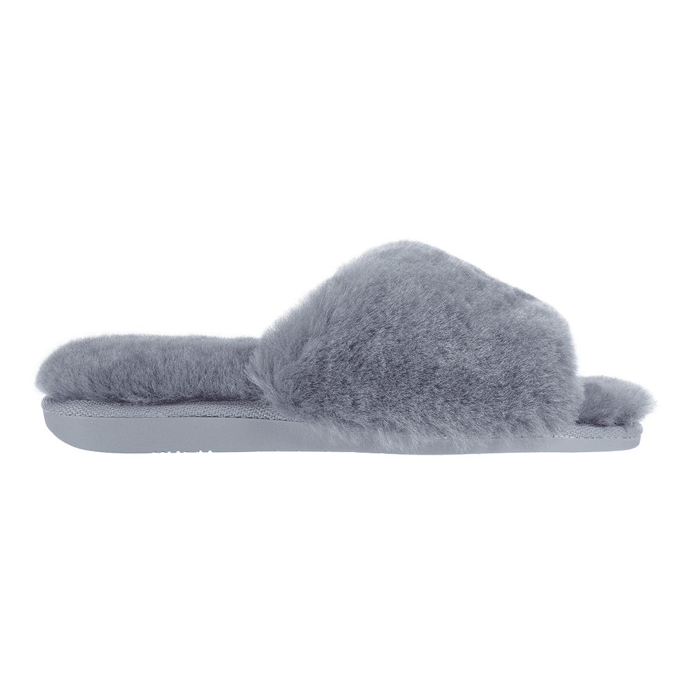 Sheepskin Slip-on Womens Home Hard Grey Fluffy Flip
