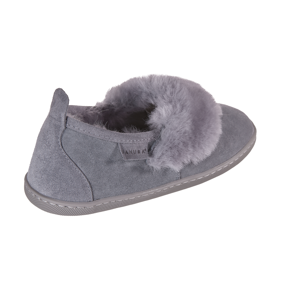 Sheepskin Womens Slippers. Sole. Grey — sheep.style rugs