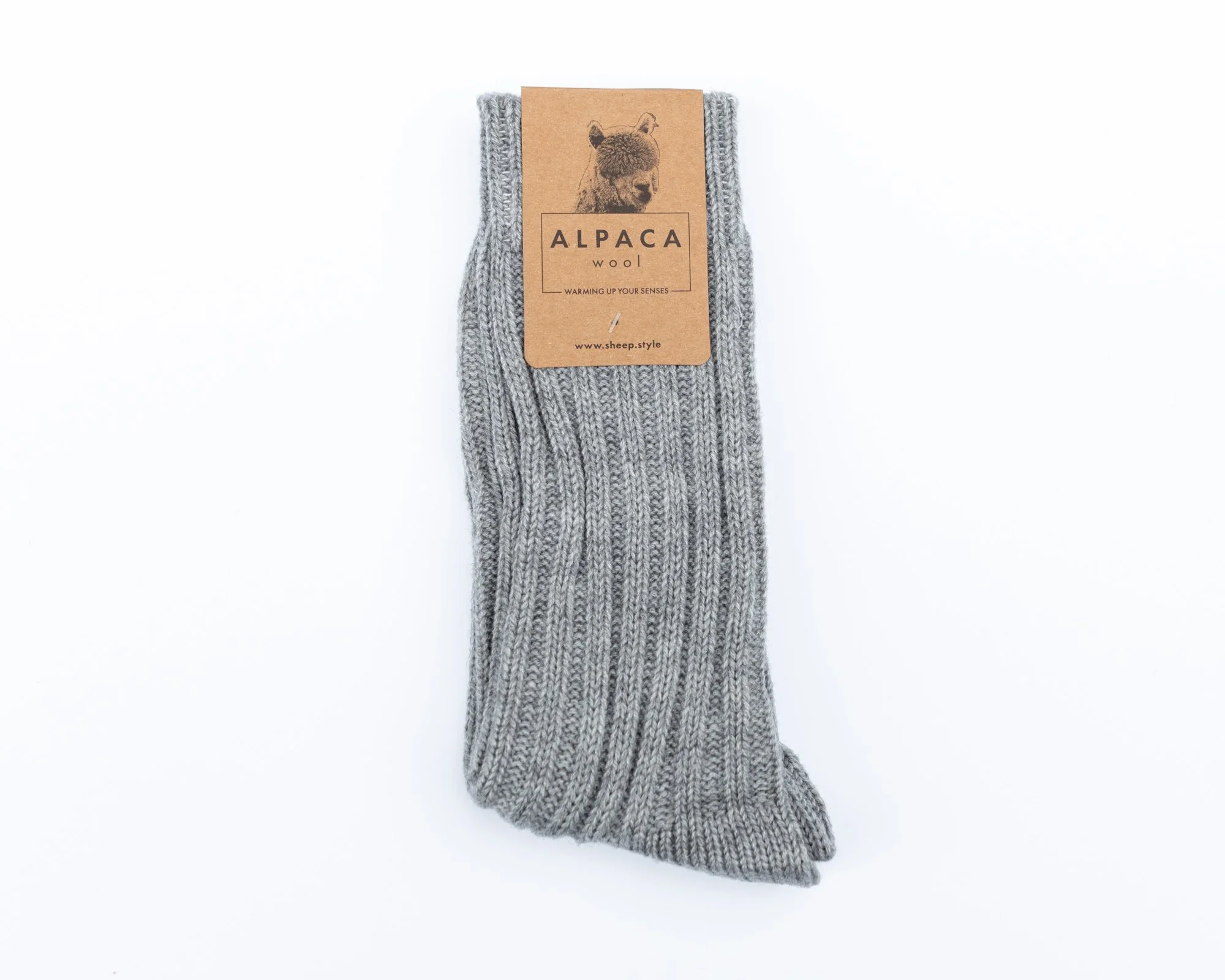 Alpaca wool socks. Light Grey. One pair.