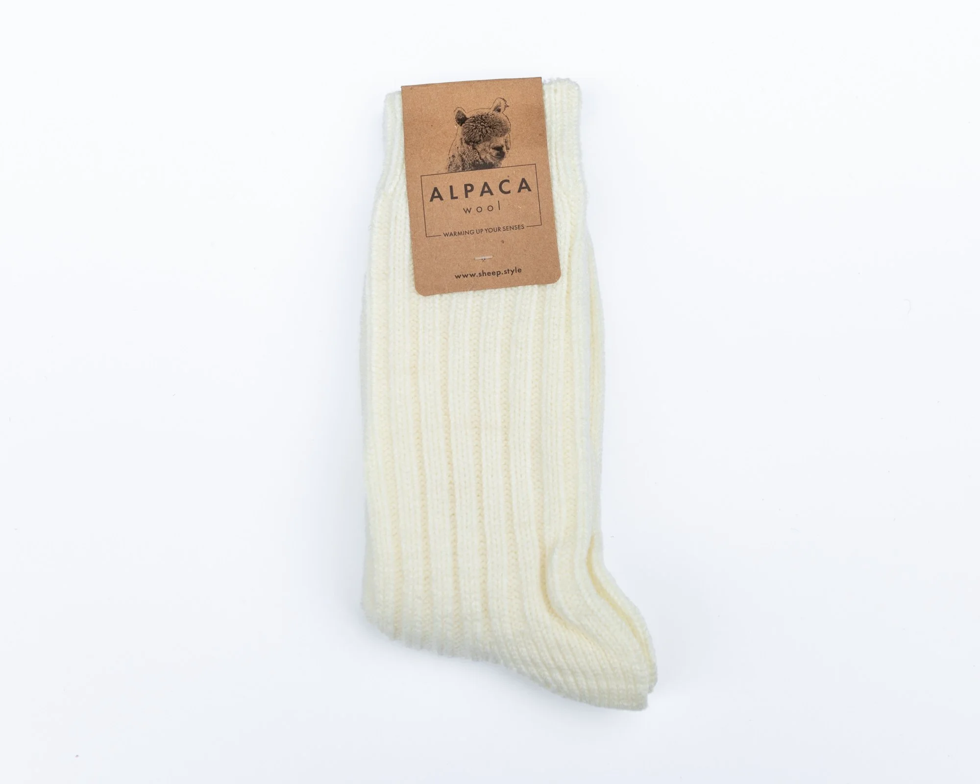 Alpaca wool socks. White. One pair.