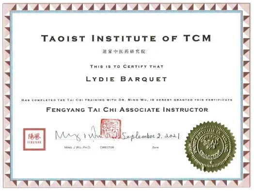 Lydie Barquet Tai Chi Certificate.webp