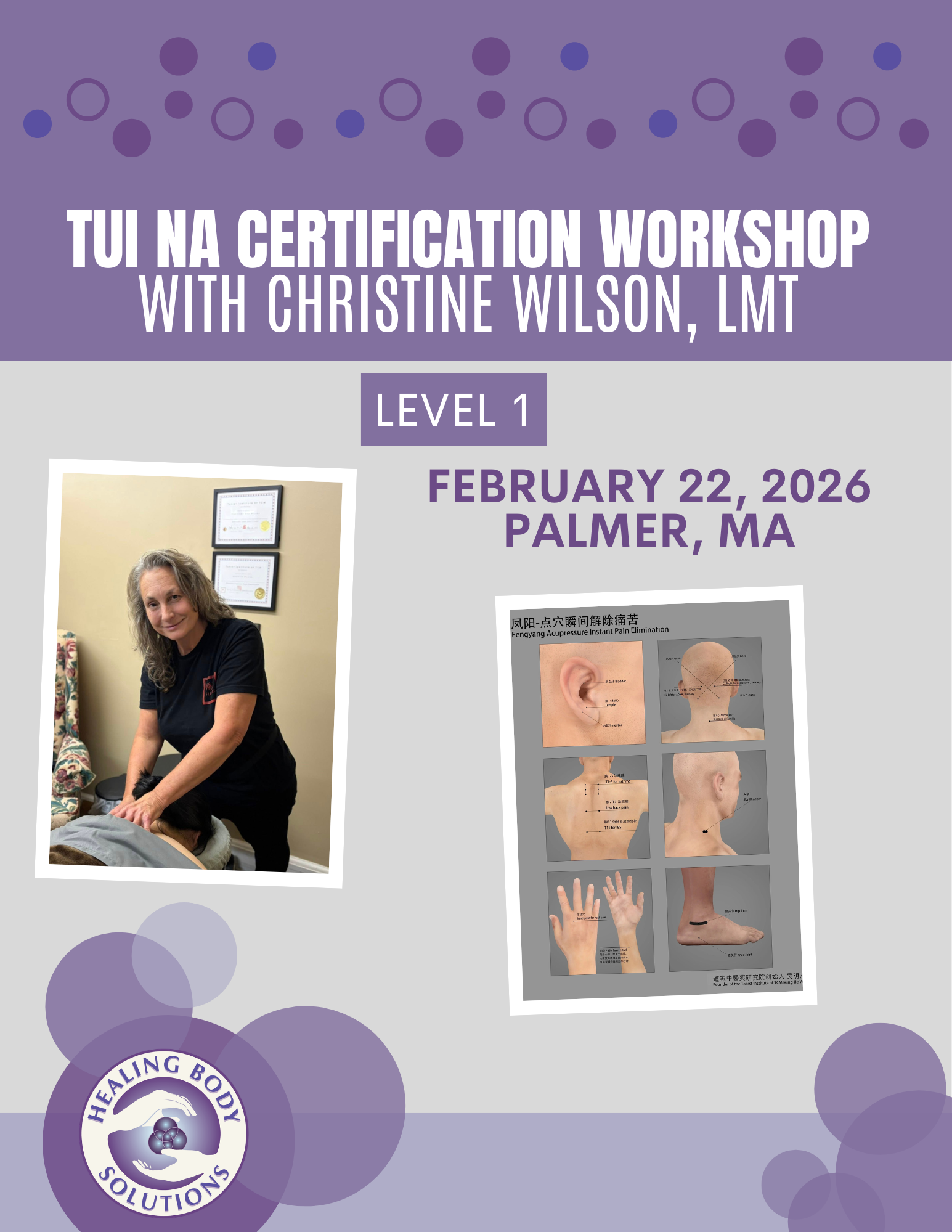 Tui Na Level 1 Workshop (February 22, 2026) with Christine Wilson