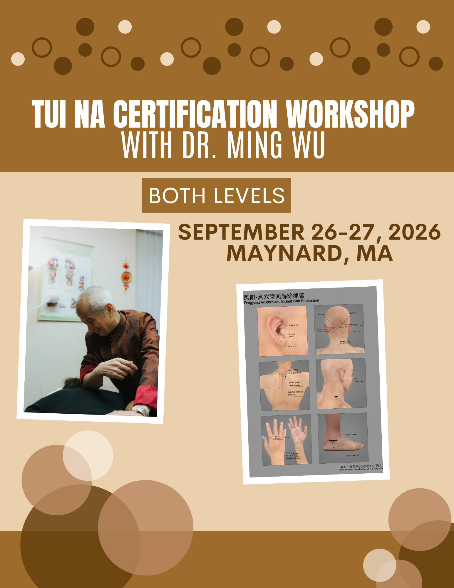 Tui Na Certification Workshop (September 26-27, 2026) with Dr. Wu (In Person)