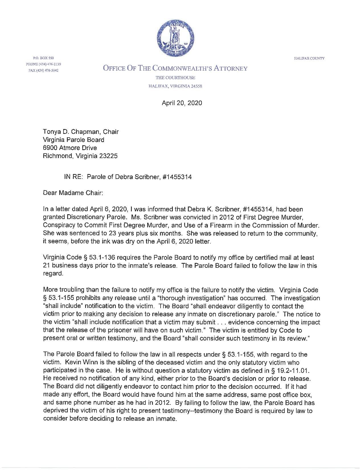 Sample Letter For Parole Board Sample Letter For Parole Board