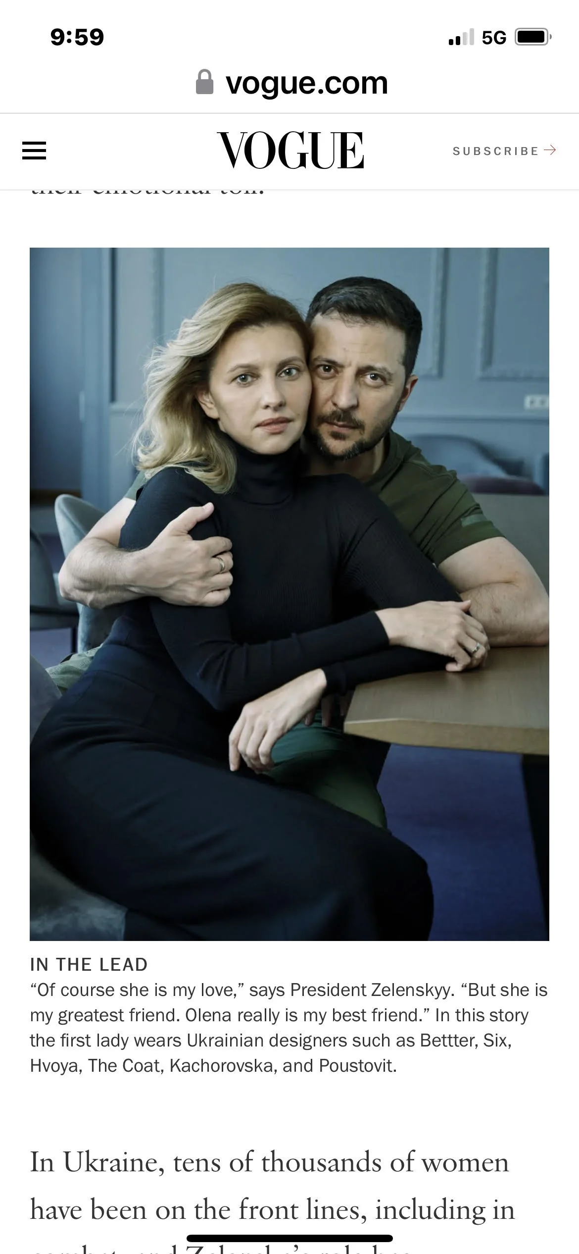 Ukraine’s First Couple Pose For Vogue Cover Shoot
