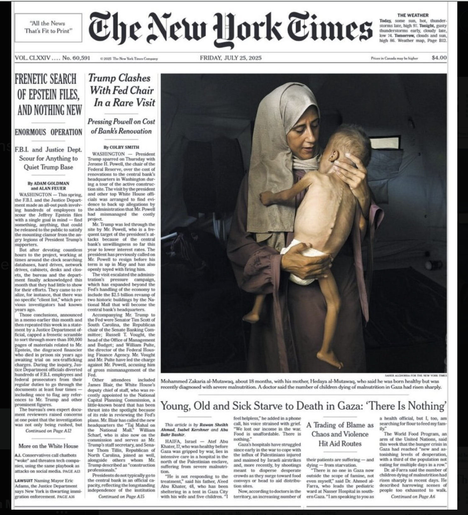 The New York Times Couldn’t Find A Starving Gaza Child: So They Used A Sick Kid.