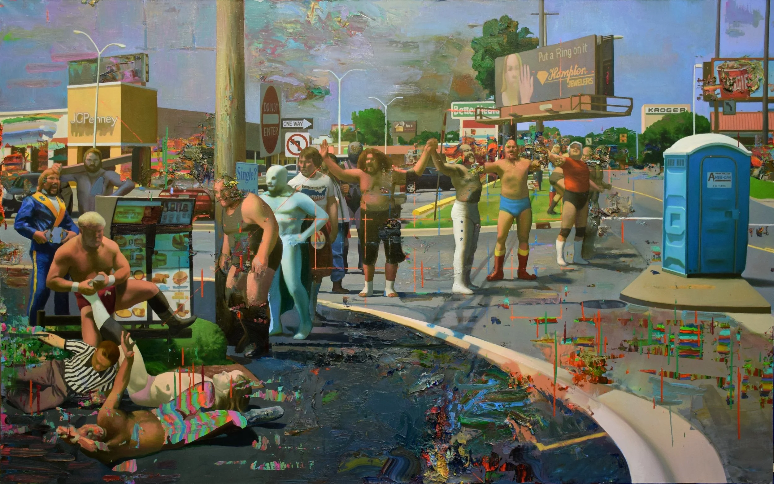 Hands Across America, oil on linen, 60"x96", 2014