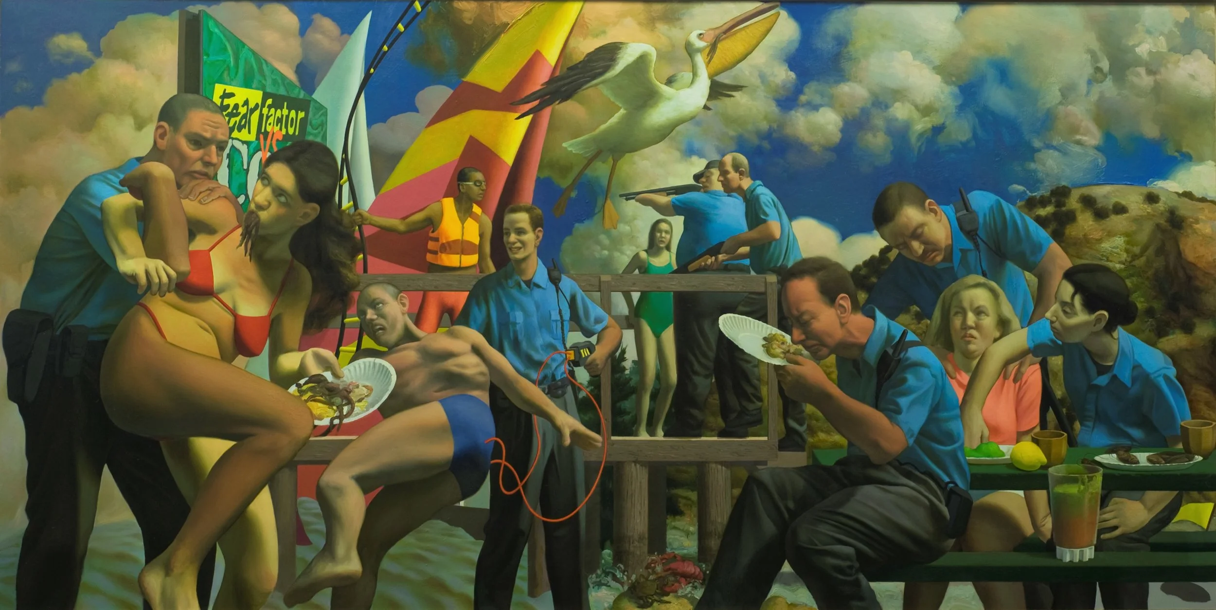 Fear Factor vs. Cops , oil on panel, 42”x 84”, 2007