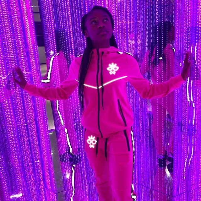 &quot;Nothing can dim the light which shines from within&quot; ~ Maya Angelou💫
💜 New reflective sweatsuits 💜
#shinebright #nerdychic2017 #chicnotchick #pink #purple #neon #reflectiveclothing #reflective #model #designer #lyricchaya