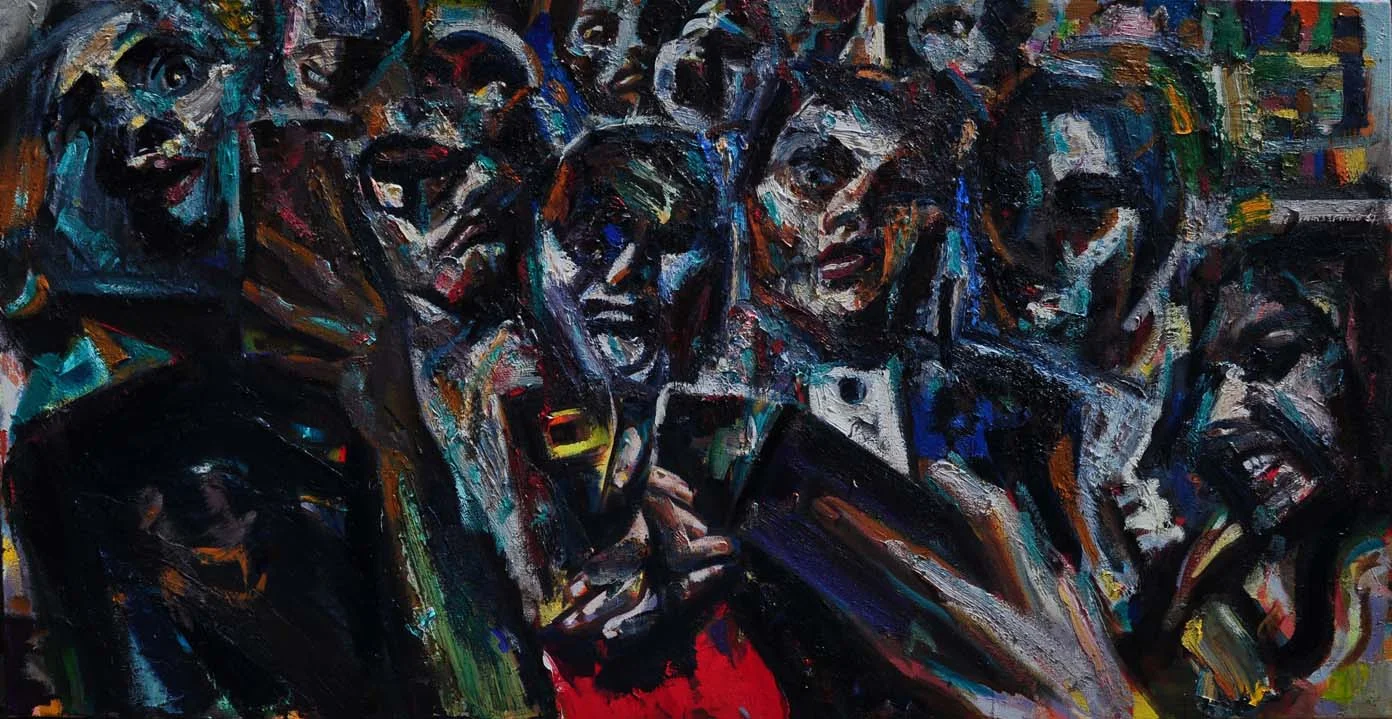 A Collective Selfie, 2018 - 19. Oil on canvas, 36 inch x 71 inch