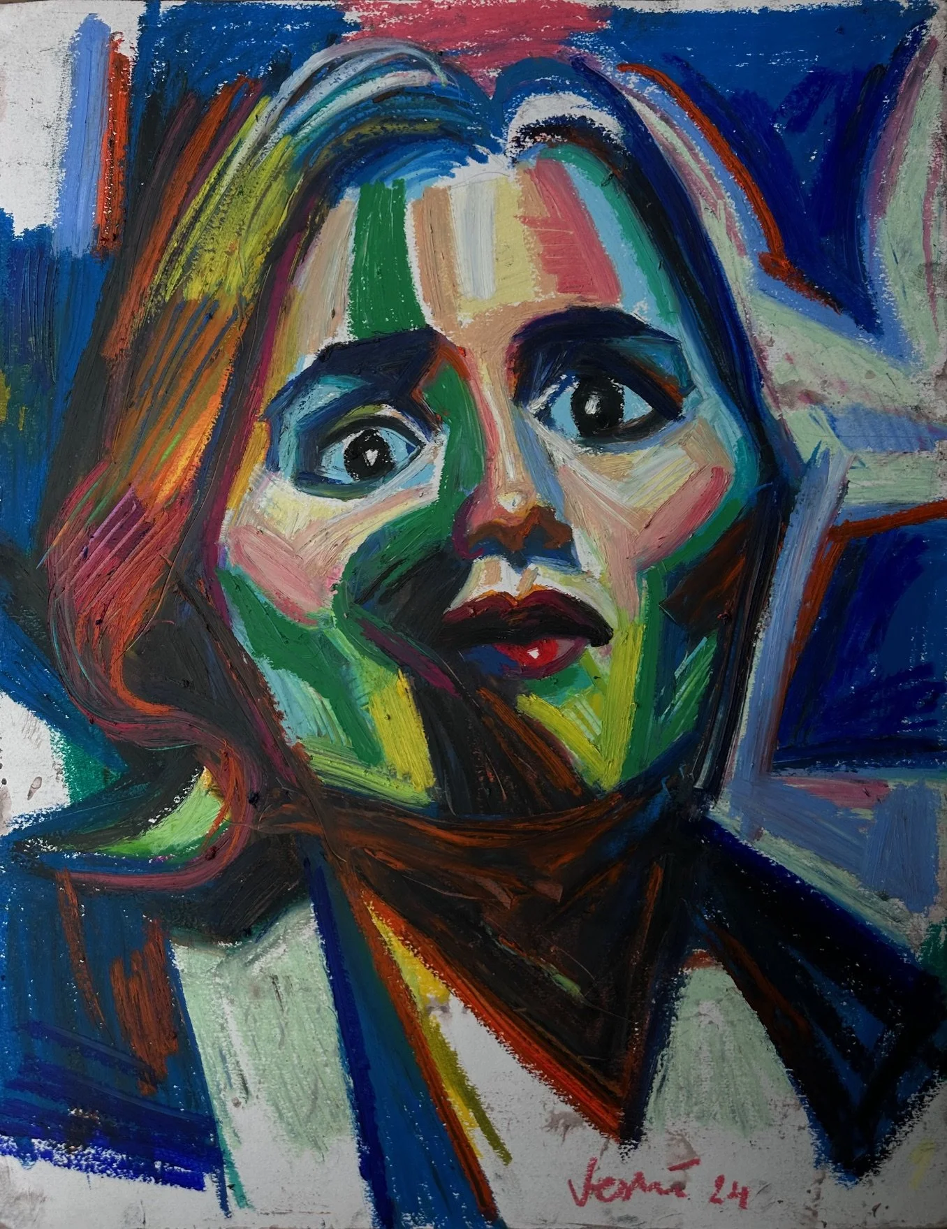 Portrait of a Woman (seventh version), 2024. Pastel on paper, 24 x 19 in