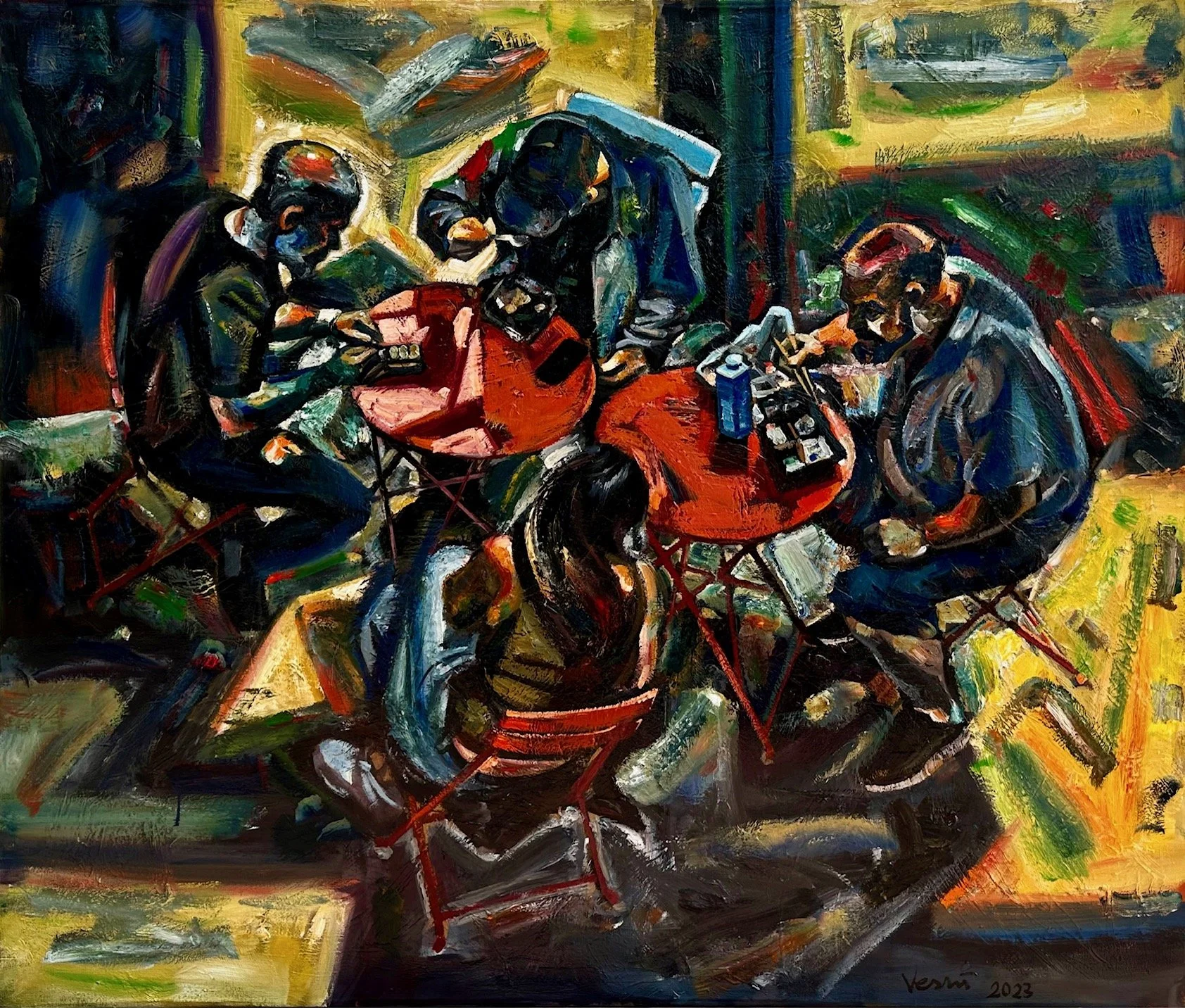 Leisure Time (fourth version), 2023. Oil on canvas, 66 x78 in