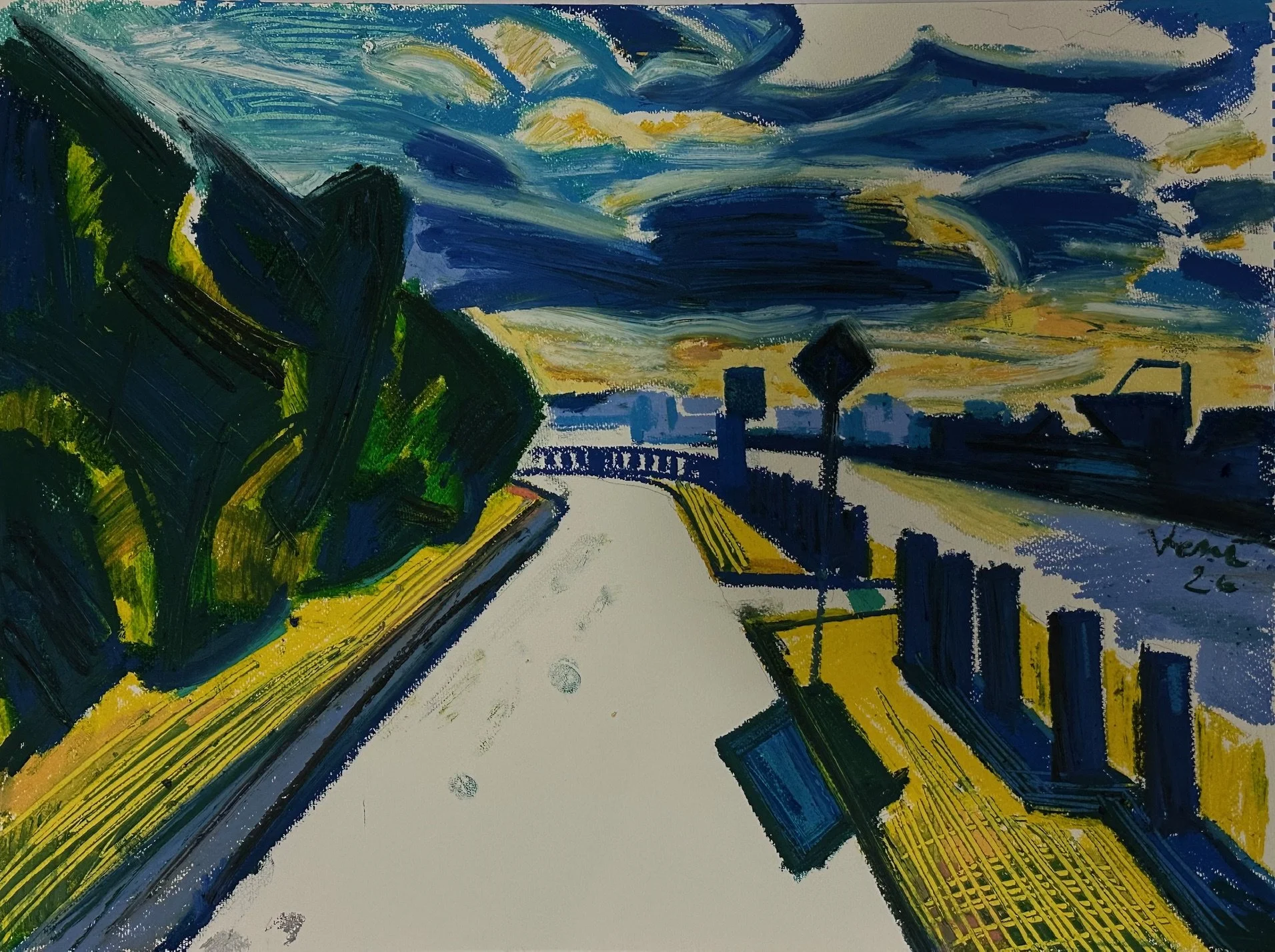Sunset at Great Kills Park, 2026. Pastel on paper, 18 x 24 in