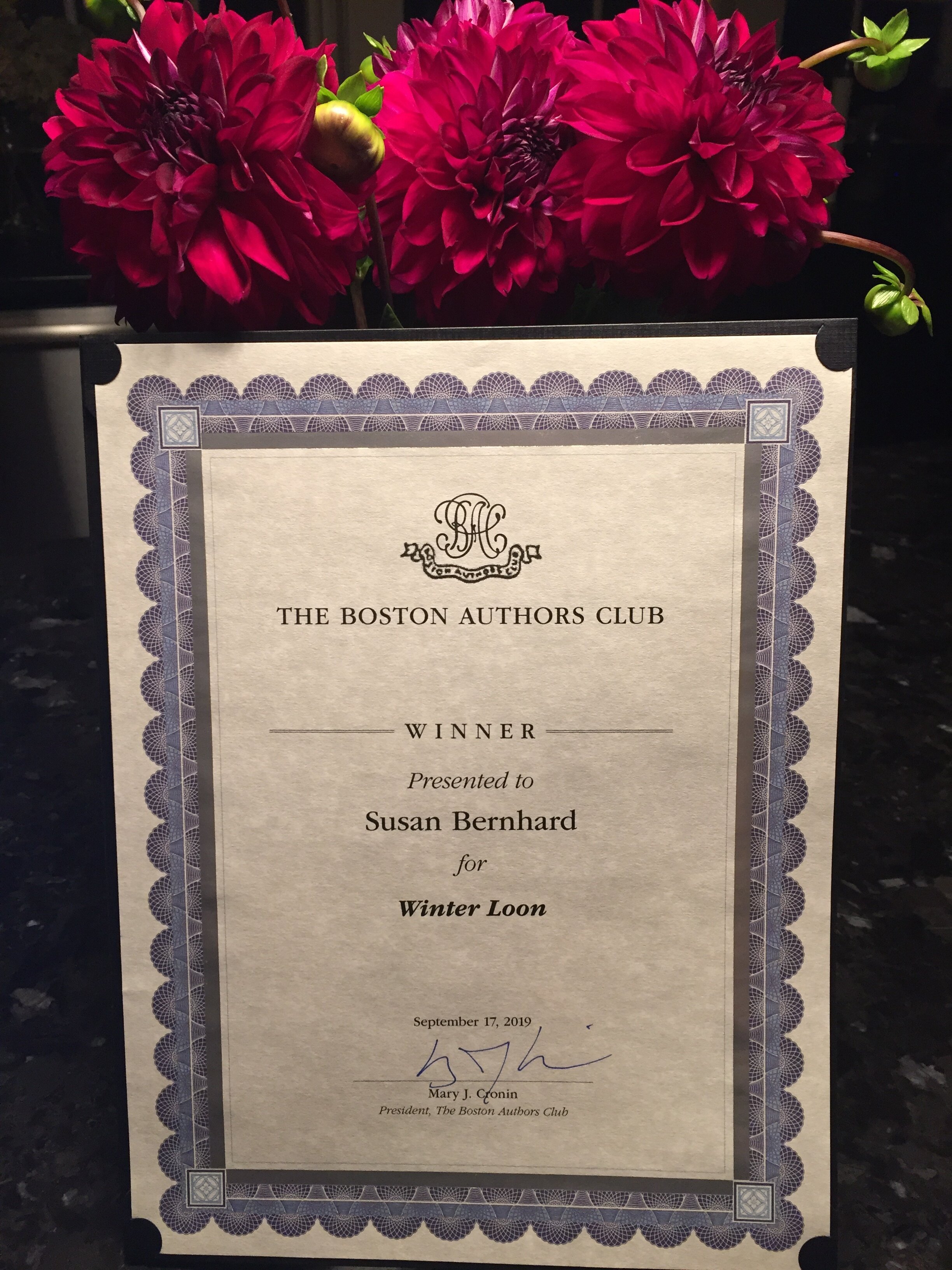 WINTER LOON wins Julia Ward Howe Prize for Fiction! 