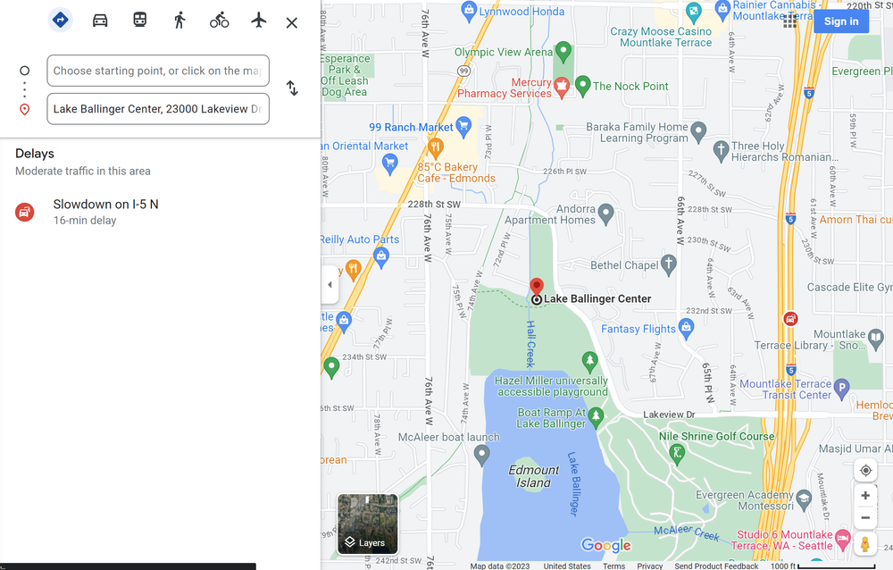 Directions — Lake Ballinger Center