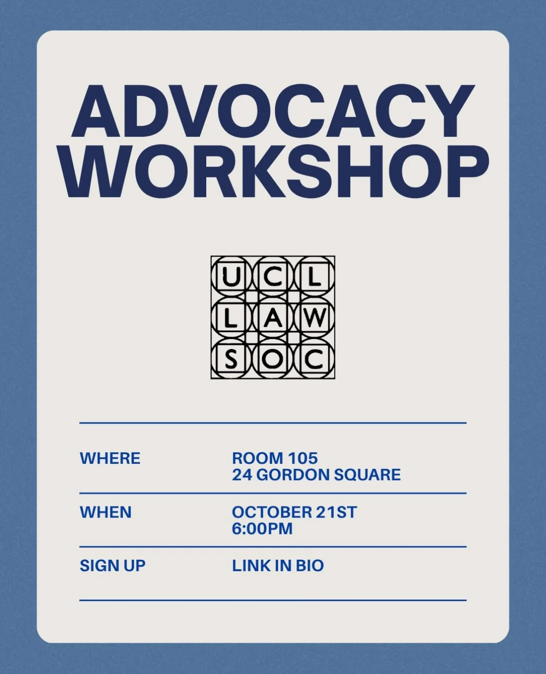 Barrister Tom Gilchrist of 42 Bedford Row will be running the workshop and will be offering his tips on how to prepare and present both written and oral submissions! 

This event will take place on Wednesday 21st October at 6PM in Room 105 at 24 Gord