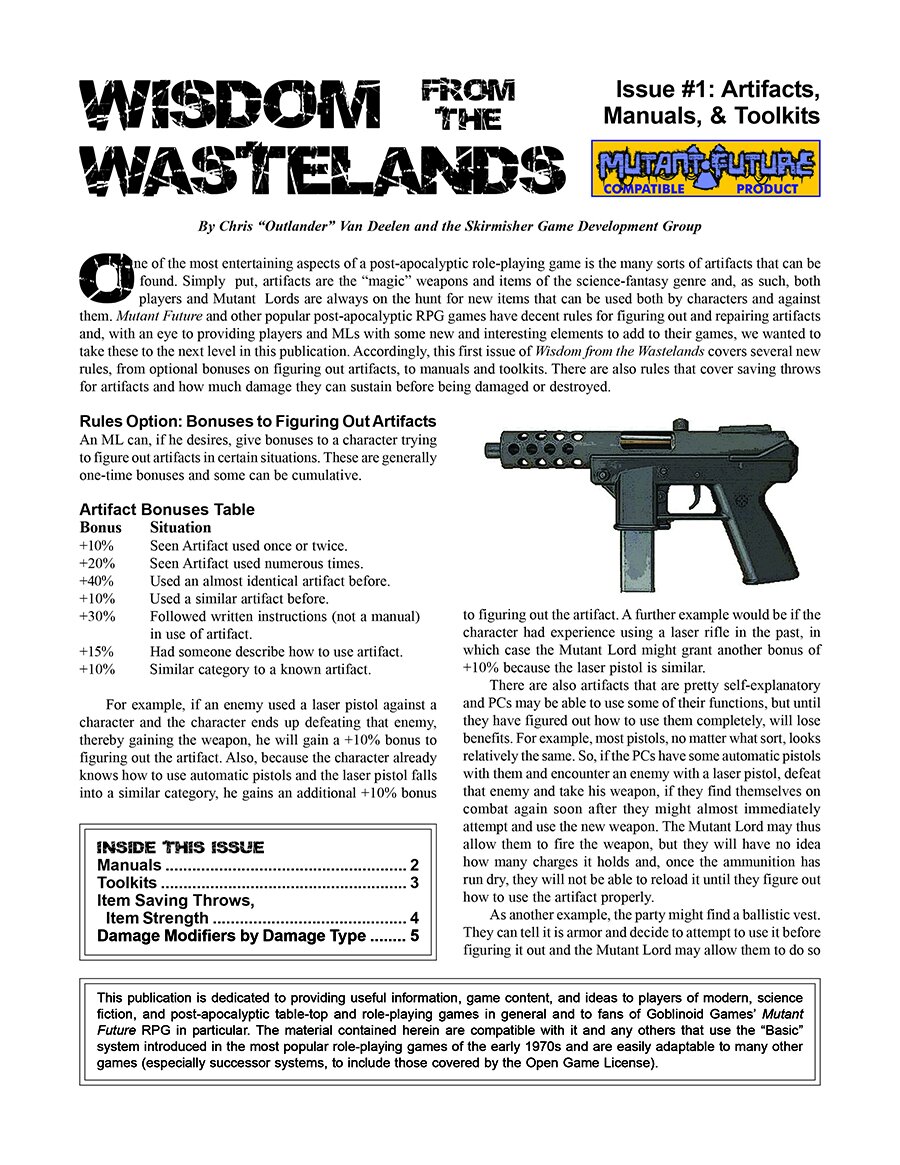 'Wisdom from the Wastelands' #1: Artifacts, Manuals, & Toolkits