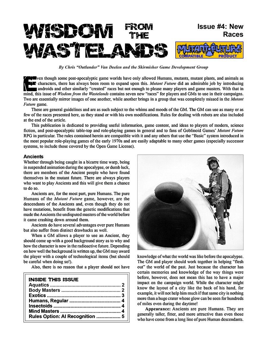 'Wisdom from the Wastelands' #4: New Races