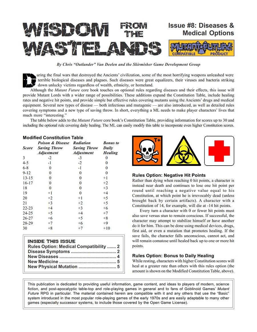 'Wisdom from the Wastelands' #8: Diseases & Medical Options