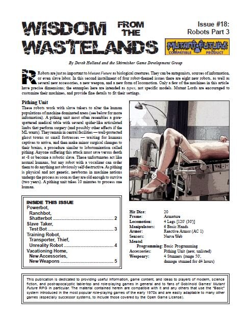 'Wisdom from the Wastelands' #18: Robots Part 3