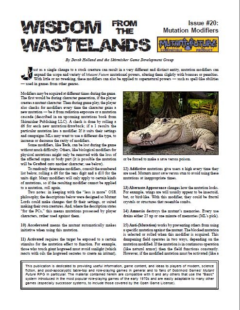 'Wisdom from the Wastelands' #20: Mutation Modifiers