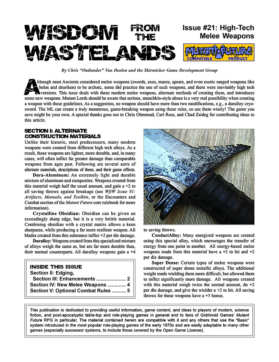 'Wisdom from the Wastelands' #21: High-Tech Melee Weapons 