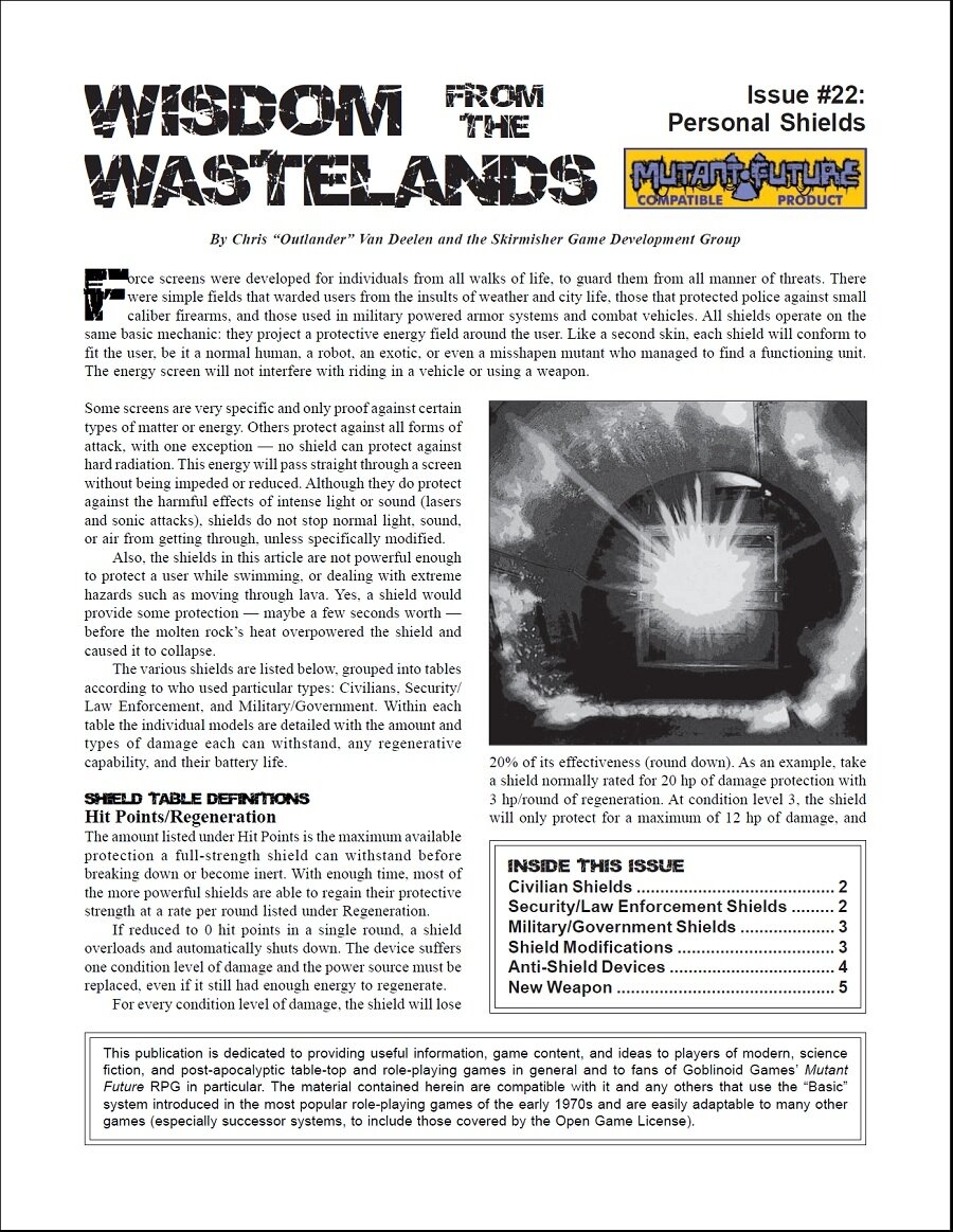 'Wisdom from the Wastelands' #22: Personal Shields