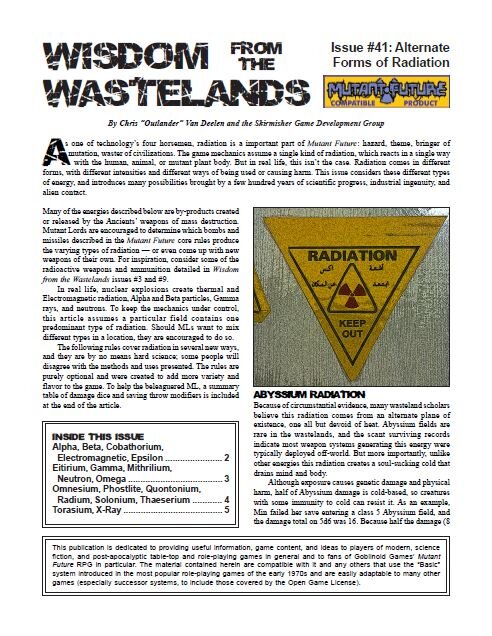 'Wisdom from the Wastelands' #41: Alternate Forms of Radiation
