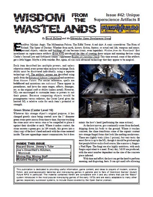 'Wisdom from the Wastelands' #42: Unique Superscience Artifacts II