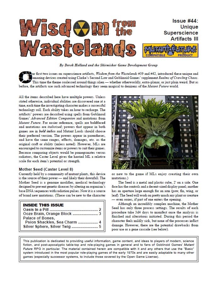 'Wisdom from the Wastelands' #44: Unique Superscience Artifacts III