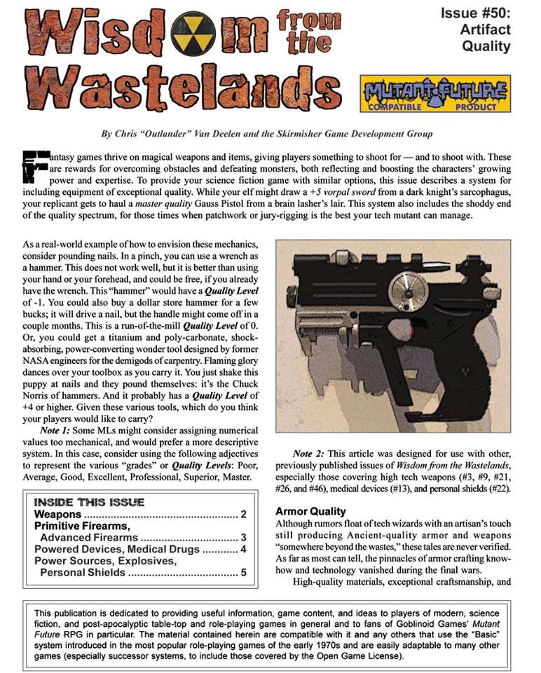 'Wisdom from the Wastelands' #50: Artifact Quality