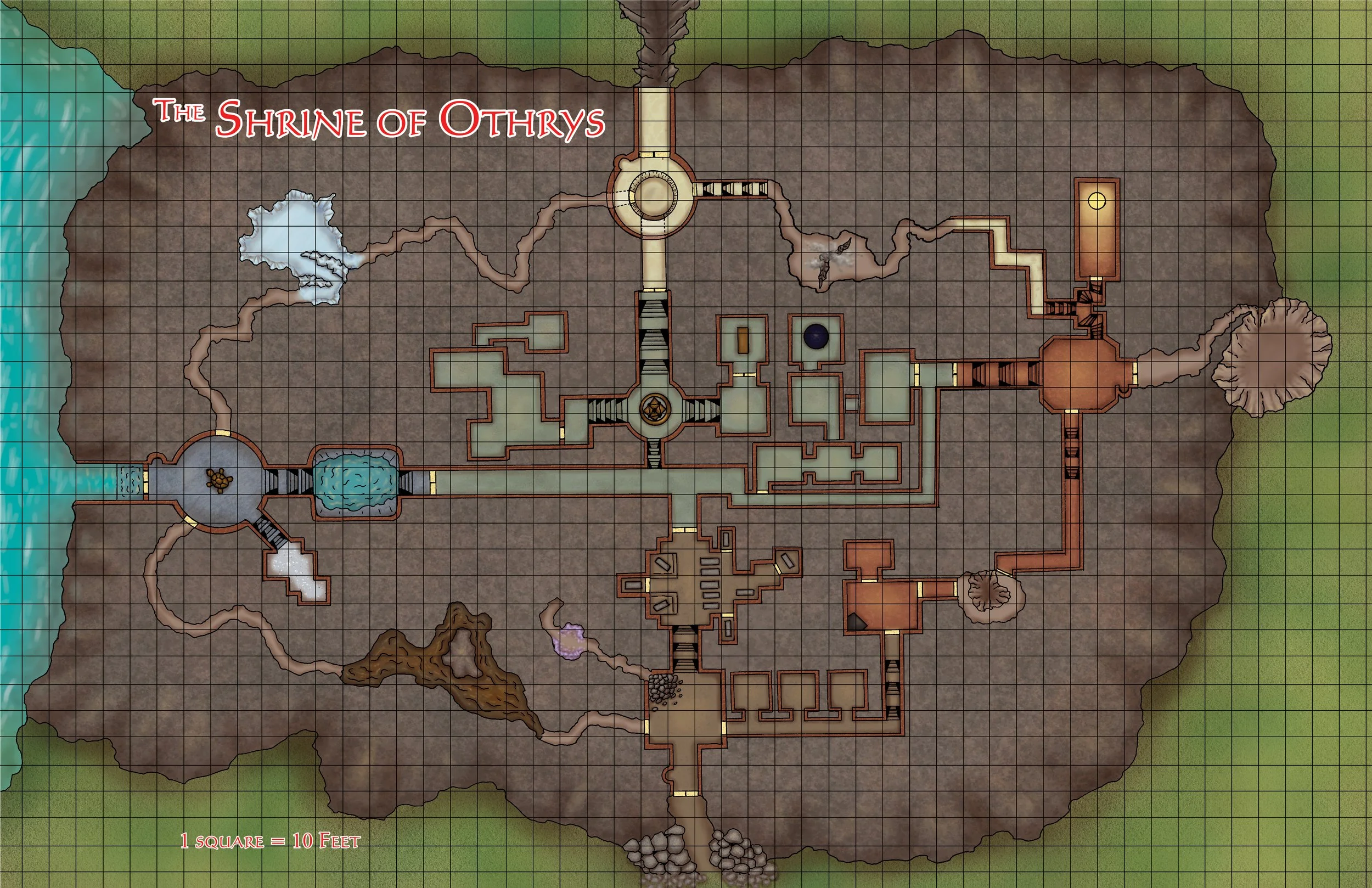 "At the Shrine of Othrys" Unkeyed Dungeon Map — Skirmisher Publishing LLC
