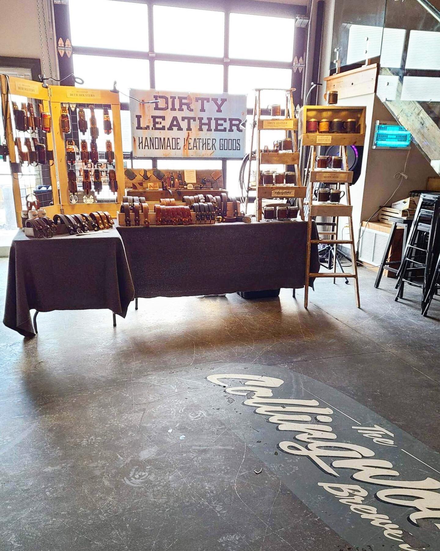 @dirty_leather_work is all set up at @thecollingwoodbrewery  for our second Artisan Saturday! Go say hi, eat, drink and shop local 🍺🛍️