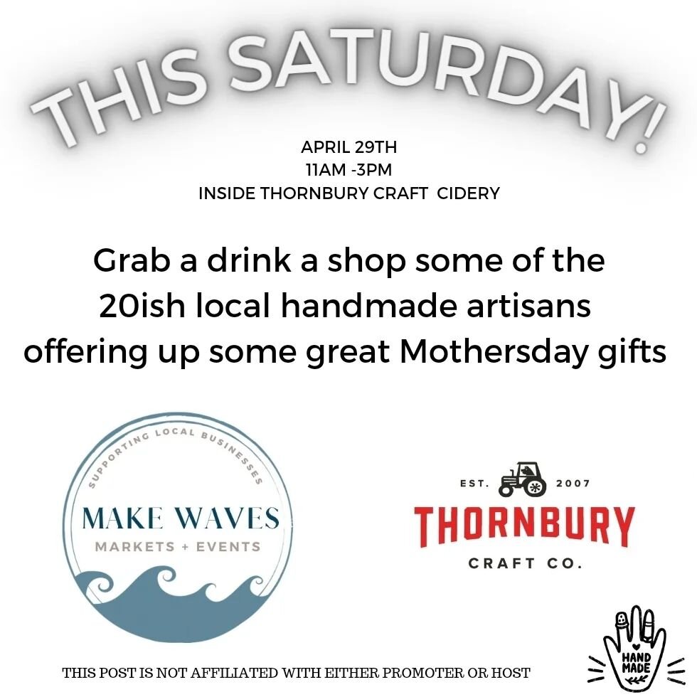 Alright let's try this again with the correct date...

This Saturday April 29th is the Spring Warehouse Market inside @thornburycraft and put on by @makewaves.markets 
20ish amazing local artisans so grab a drink and get your Mothers Day shopping don