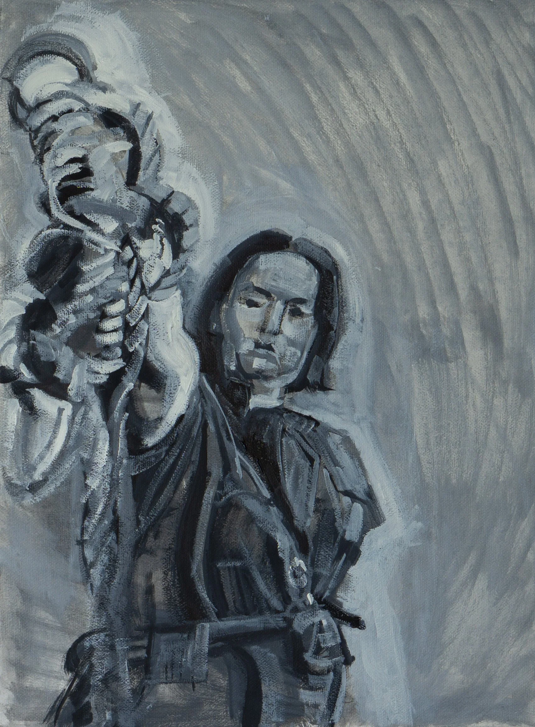  Loades-Carter. The Price.  Kathe Kollwitz series  2024. Oil on Canvas  40.6 X 30.5 cm | 16 X 12 ins 