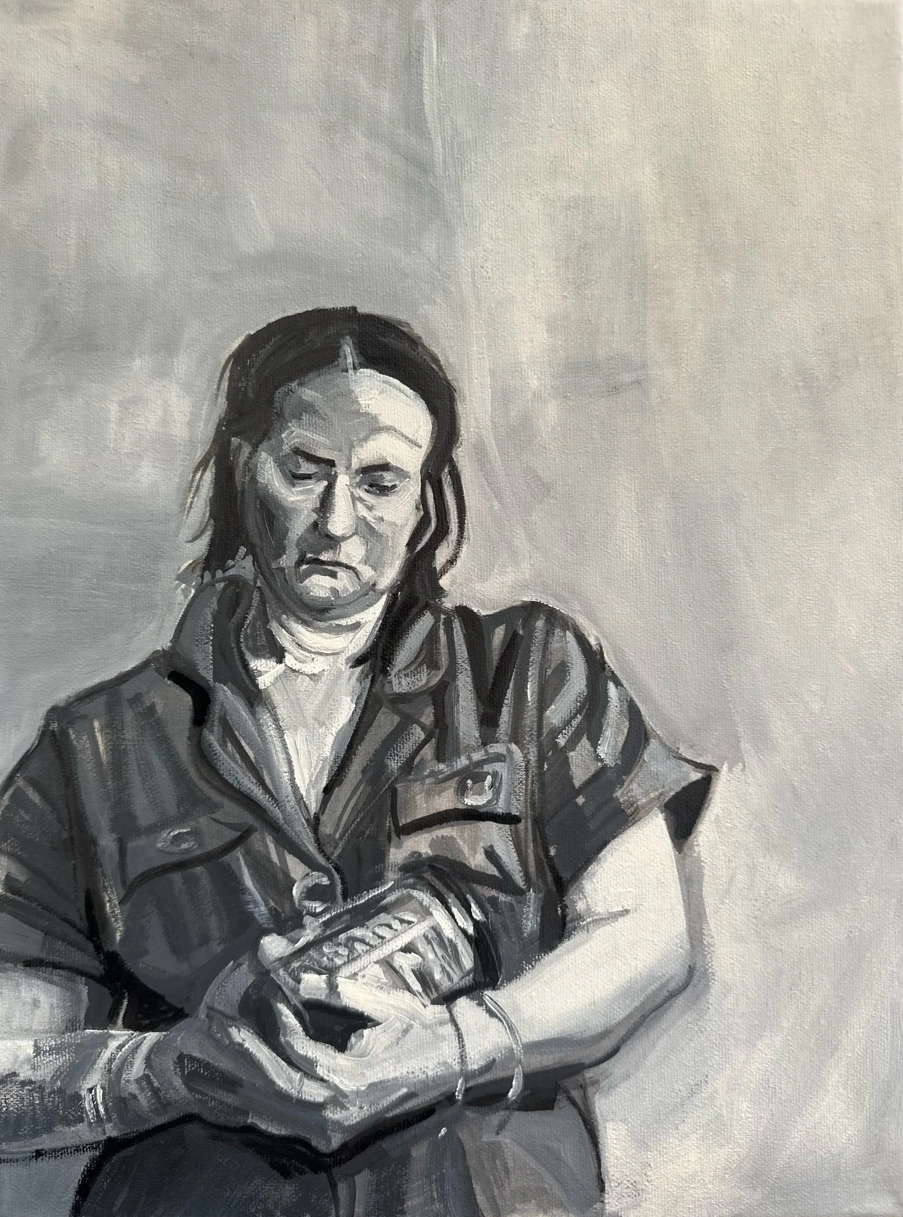  Loades-Carter. The Price.  Kathe Kollwitz series  2024. Oil on Canvas  40.6 X 30.5 cm | 16 X 12 ins 