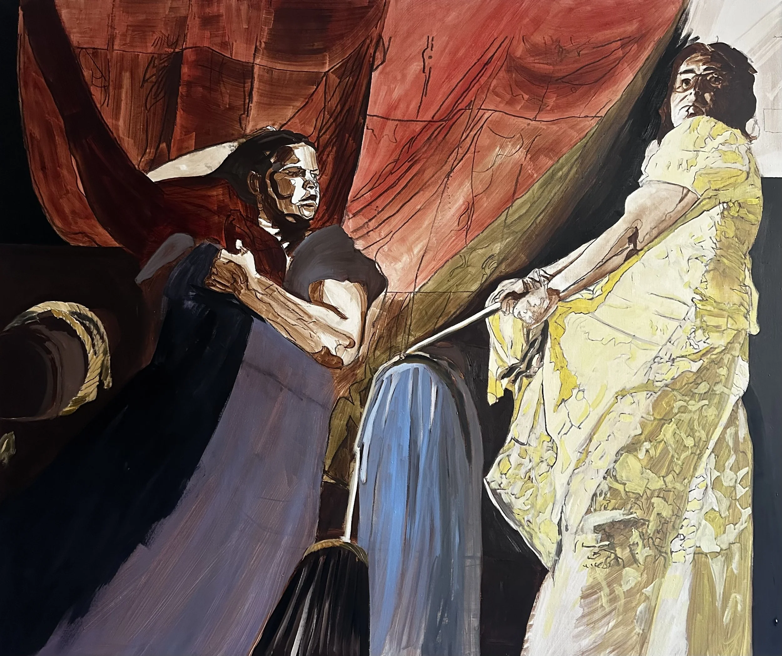  Loades-Carter. The Struggle.  Artemesia Gentileschi Series  2026. Oil on linen  100 × 120 cm | 39 X 47 ins 
