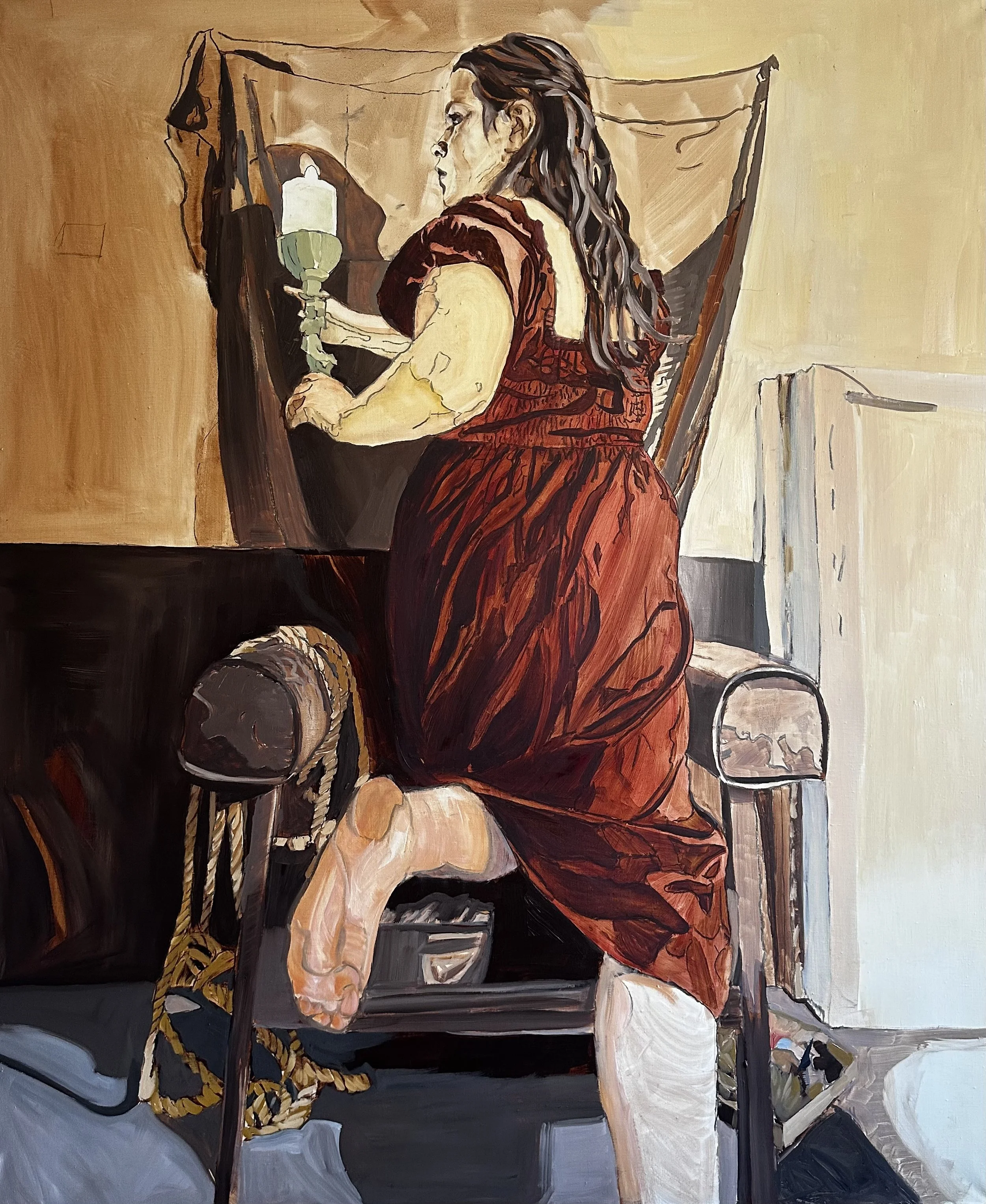  Loades-Carter. The Lookout.  Artemesia Gentileschi Series  2026. Oil on linen  120 X 100 cm | 47 X 39 ins 