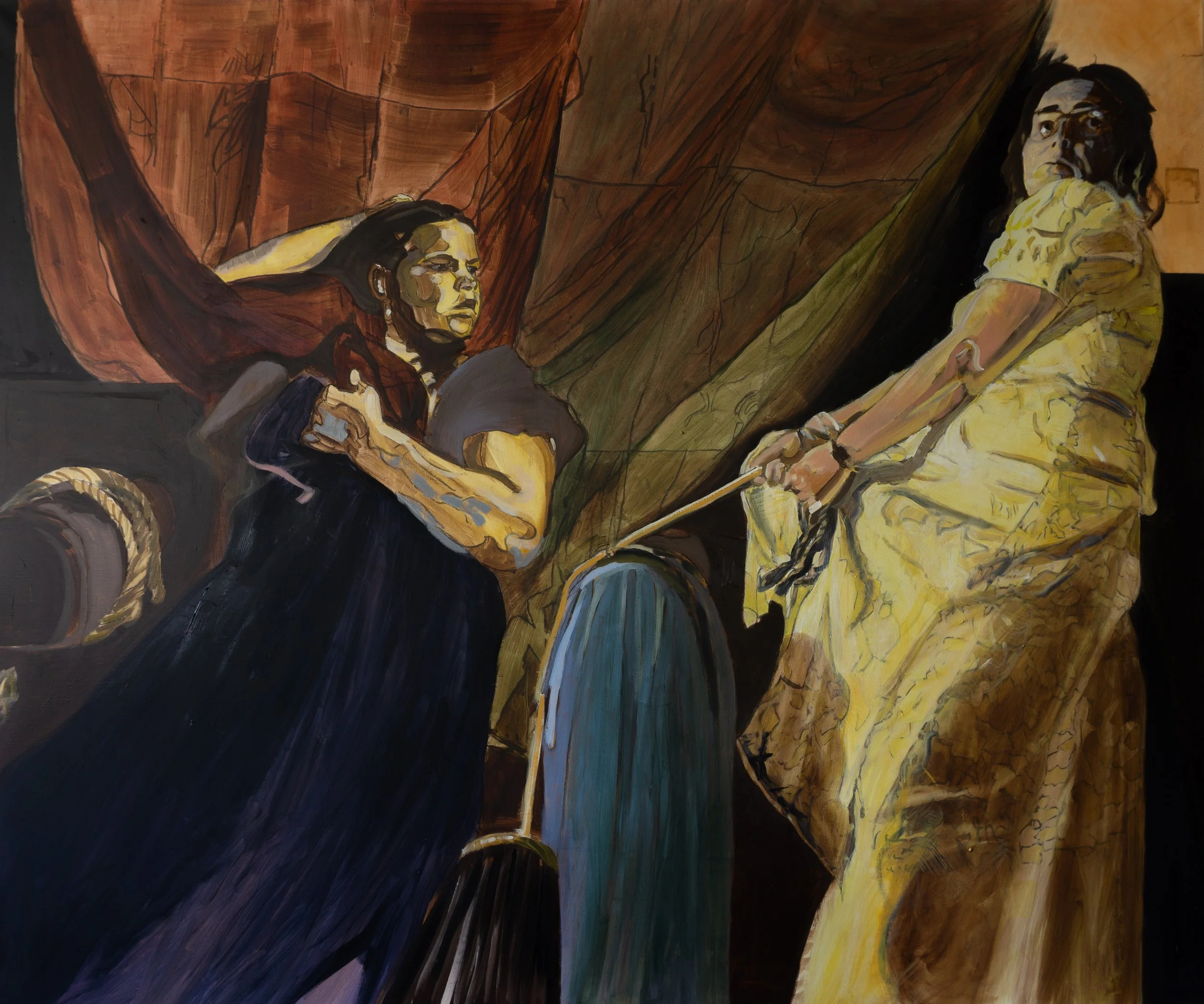  Loades-Carter. The Struggle.  Artemesia Gentileschi Series  2026. Oil on linen  100 × 120 cm | 39 X 47 ins 