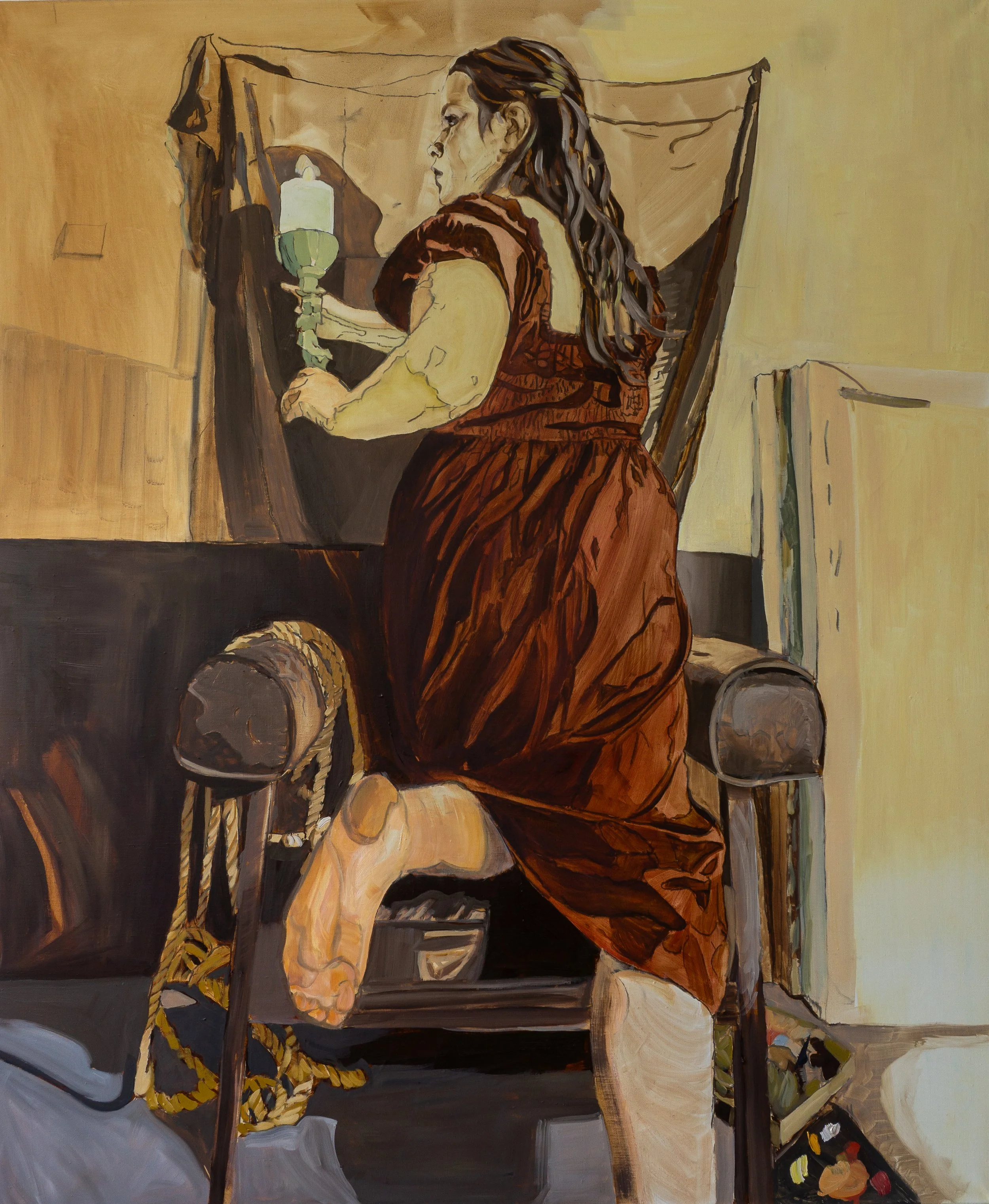  Loades-Carter. The Lookout.  Artemesia Gentileschi Series  2026. Oil on linen  120 X 100 cm | 47 X 39 ins 