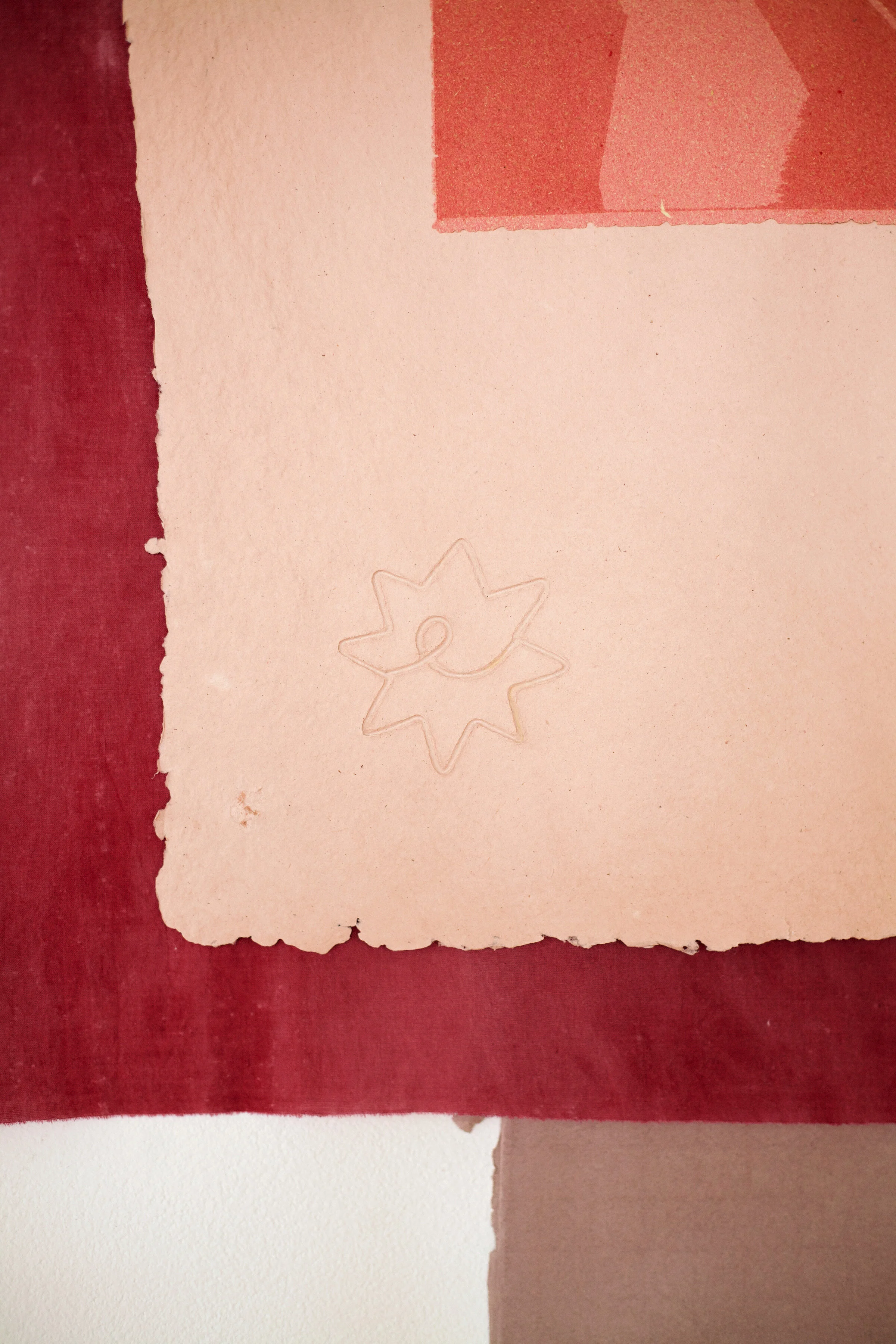  watermarked handmade paper, naturally dyed paper and cloth, from  varied clarity, 2021  