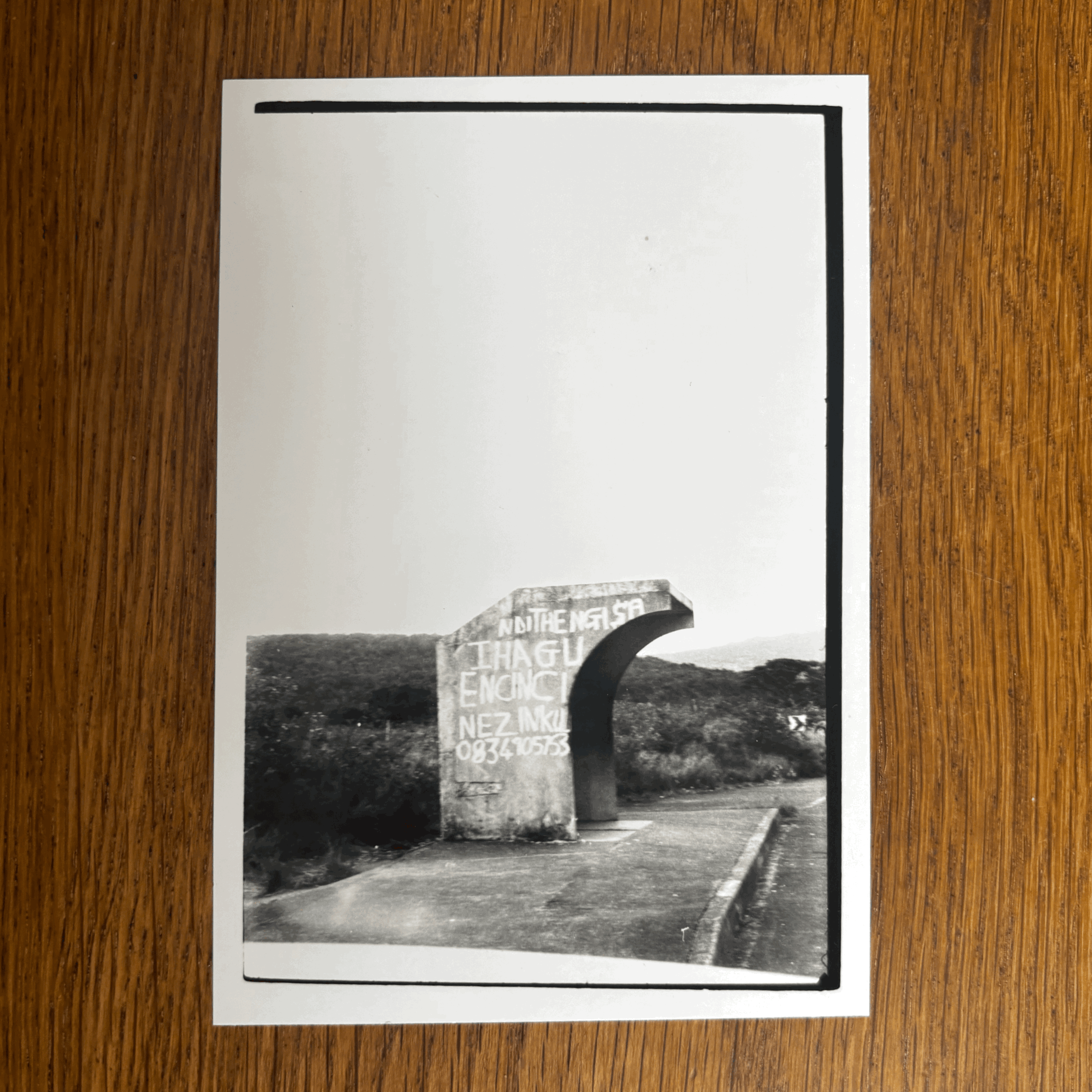Bus Shelter with Writing 5x6in