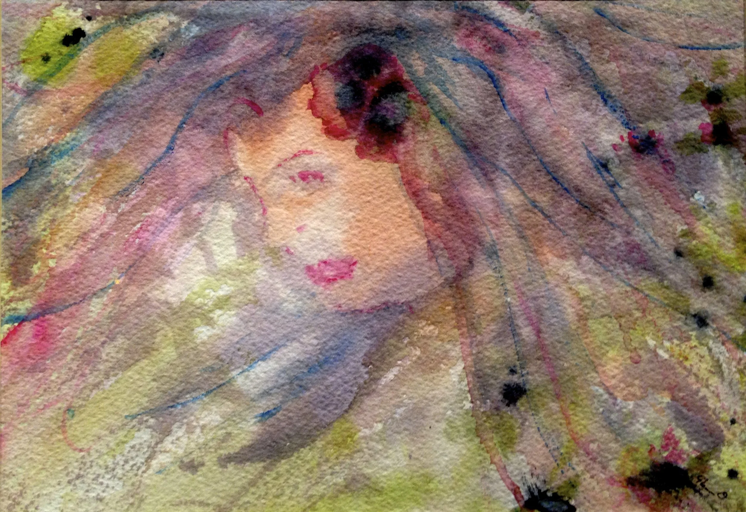 DAKINI - Framed/matted watercolor  14x17 $350 US