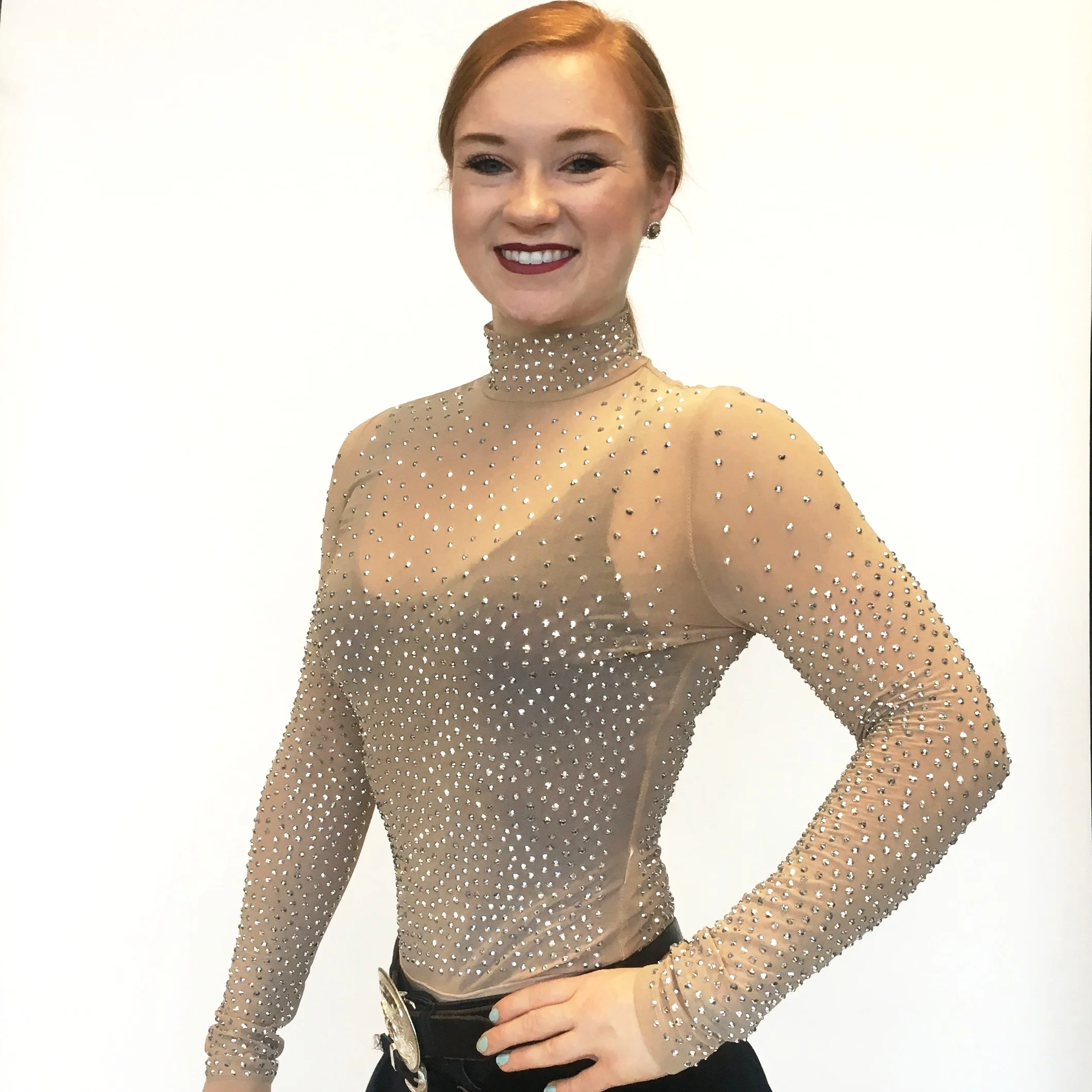 Nude with Silver Crystals * Western Show Shirts * Horse Show Clothing and Apparel